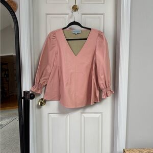 Tuckernuck Pomander Place Easton Blush Faux Leather Blouse